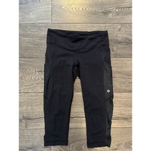 Lululemon Leggings Womens 4 Black Cropped Capri Pockets Yoga‎ Gym 18"